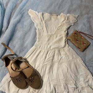 Altar'd State Cream Sundress with Flutter Cap Sleeves